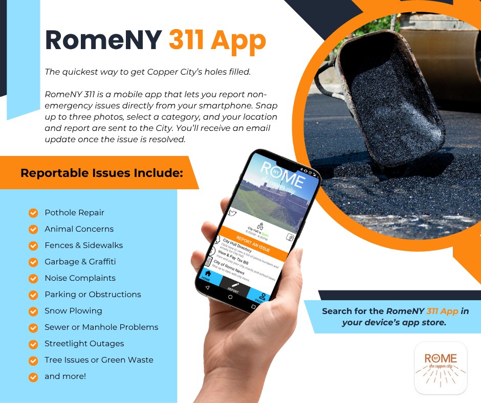 Report a trail issue using the RomeNY 311 app